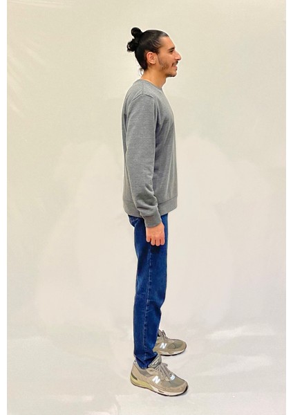 Erkek Bisiklet Yaka Rahat Kalıp 3 Iplik Kalın Ar Nakışlı Sweatshirt SPR24SW33 fiyatları