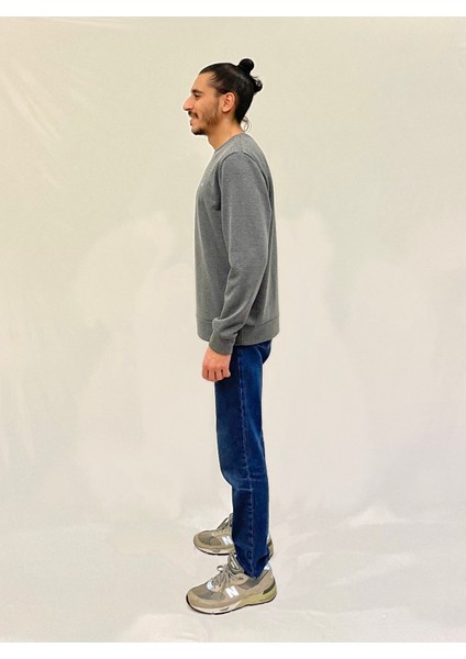Erkek Bisiklet Yaka Rahat Kalıp 3 Iplik Kalın Ar Nakışlı Sweatshirt SPR24SW33 modelleri