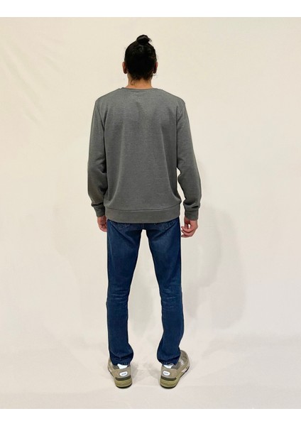 Erkek Bisiklet Yaka Rahat Kalıp 3 Iplik Kalın Ar Nakışlı Sweatshirt SPR24SW33 fırsatları
