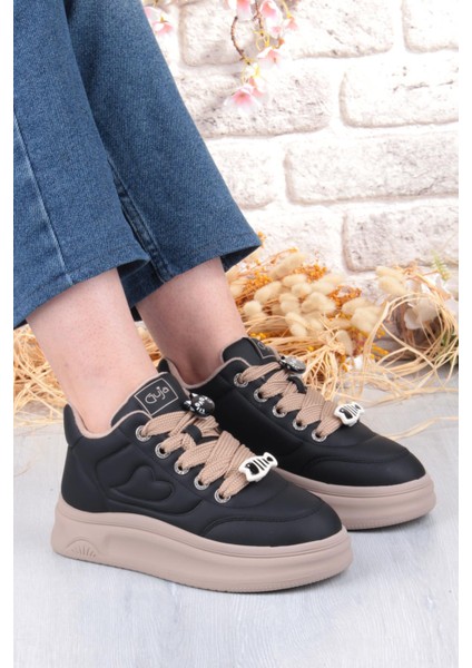 Getto Emoji Süs Detaylı Rahat Hafif Kalın Taban Kadın Sneaker Ayakkabı