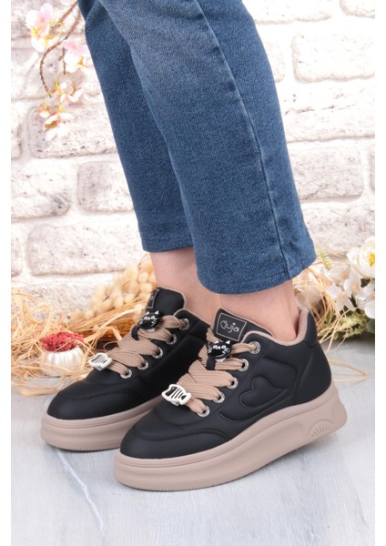 Getto Emoji Süs Detaylı Rahat Hafif Kalın Taban Kadın Sneaker Ayakkabı fiyatları