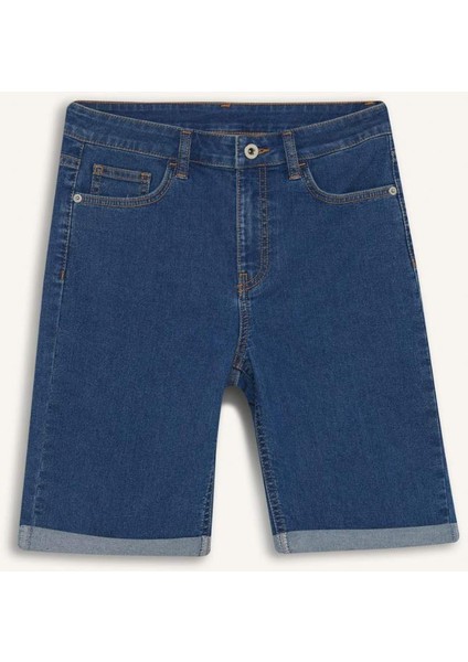 Normal Bel Katlamalı Paça Jean Bermuda Şort A1958AX25SM