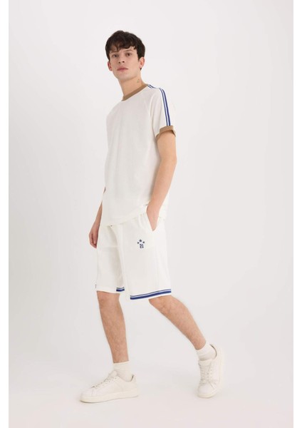 Regular Fit Baskılı Düz Paça Şort B8794AX25SM