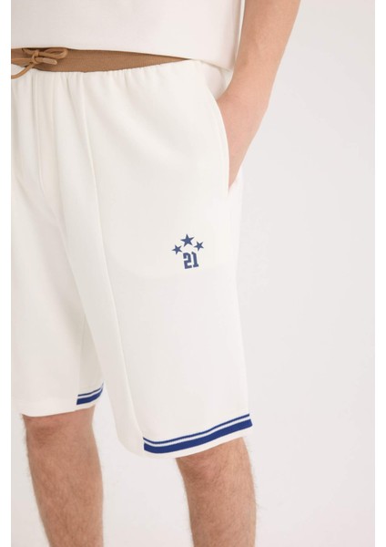 Regular Fit Baskılı Düz Paça Şort B8794AX25SM