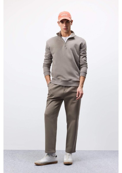 Regular Fit Eşofman Altı İçi Polarlı Basic Düz Cepli Beli Bağcıklı Düz Paça D7836AX25SP