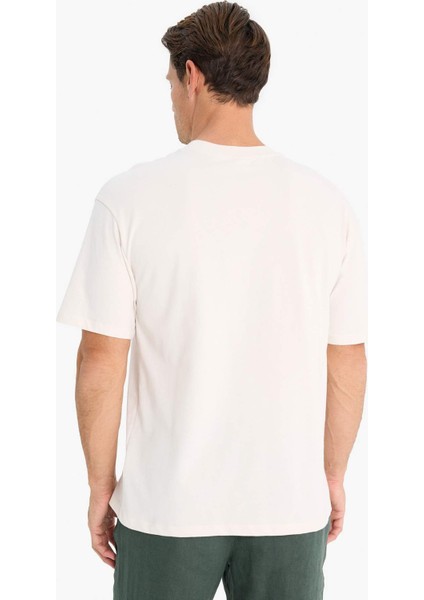 %100 Pamuk Boxy Fit Bisiklet Yaka Basic Düz Kısa Kollu Tişört D7481AX25SP