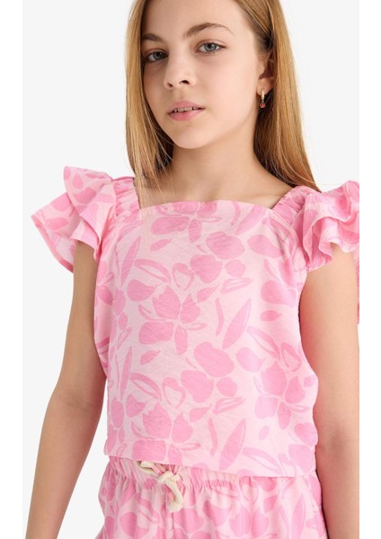 Kız Çocuk Desenli Kısa Kollu Bluz D7881A825SM