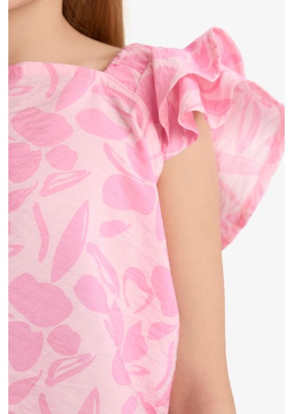 Kız Çocuk Desenli Kısa Kollu Bluz D7881A825SM