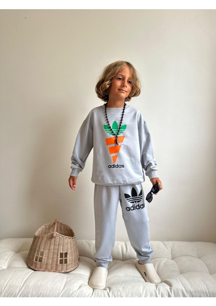 Havuç Baskılı Sweatshirt-Eşofman Altı Mevsimlik Erkek Çocuk Takım fiyatları