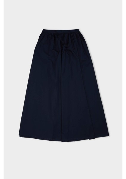 A Kesim Beli Fermuarlı Basic Düz Poplin Kumaş Maxi Etek E0464AX24AU