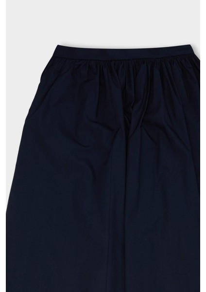 A Kesim Beli Fermuarlı Basic Düz Poplin Kumaş Maxi Etek E0464AX24AU