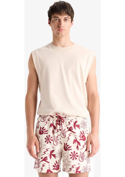 Desenli File Astarlı Kısa Boy Deniz Şortu E1028AX25HS