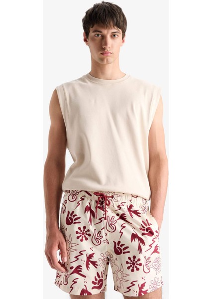 Desenli File Astarlı Kısa Boy Deniz Şortu E1028AX25HS