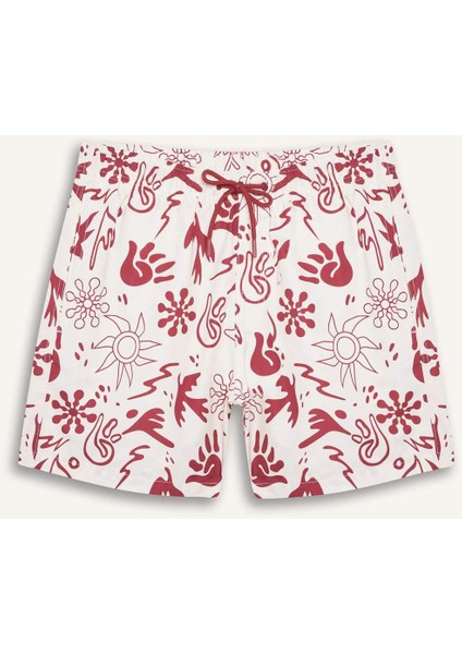 Desenli File Astarlı Kısa Boy Deniz Şortu E1028AX25HS