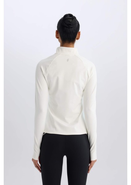 Fit Standart Fit Dik Yaka Fermuarlı İçi Yumuşak Tüylü Sporcu Uzun Kollu Tişört