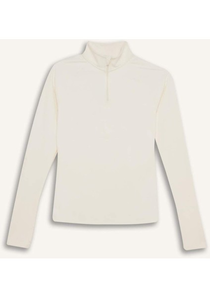 Fit Standart Fit Dik Yaka Fermuarlı İçi Yumuşak Tüylü Sporcu Uzun Kollu Tişört