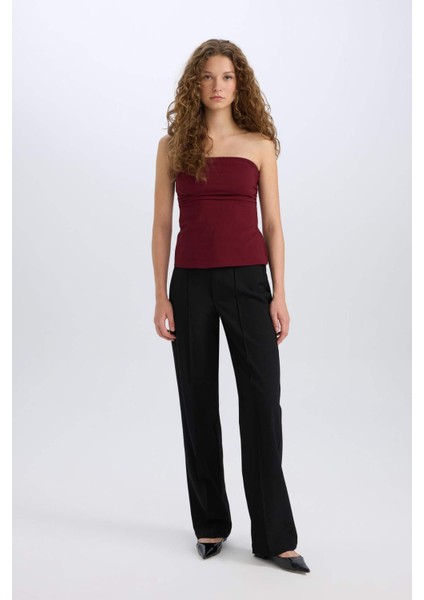 Wide Leg Klasik Kumaş Pantolon Normal Bel Geniş Paça Standart Boy E1518AX24WN