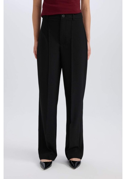 Wide Leg Klasik Kumaş Pantolon Normal Bel Geniş Paça Standart Boy E1518AX24WN