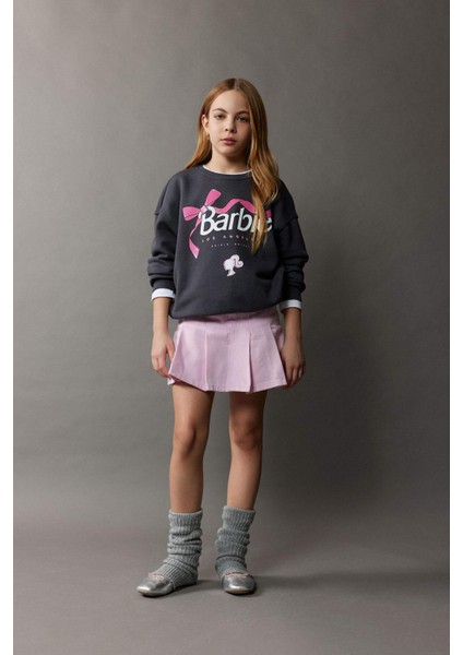 Kız Çocuk Barbie Relax Fit Bisiklet Yaka Sweatshirt D8831A825SP