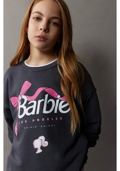 Kız Çocuk Barbie Relax Fit Bisiklet Yaka Sweatshirt D8831A825SP