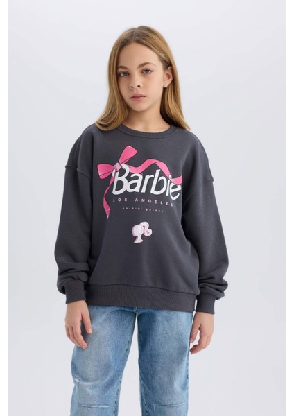 Kız Çocuk Barbie Relax Fit Bisiklet Yaka Sweatshirt D8831A825SP
