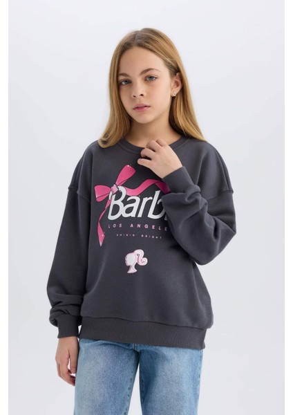 Kız Çocuk Barbie Relax Fit Bisiklet Yaka Sweatshirt D8831A825SP