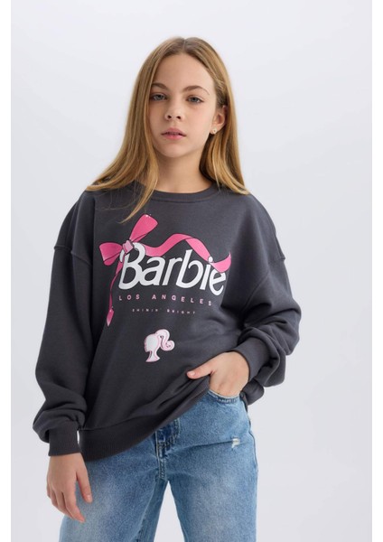 Kız Çocuk Barbie Relax Fit Bisiklet Yaka Sweatshirt D8831A825SP