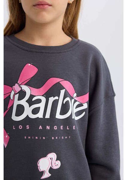 Kız Çocuk Barbie Relax Fit Bisiklet Yaka Sweatshirt D8831A825SP