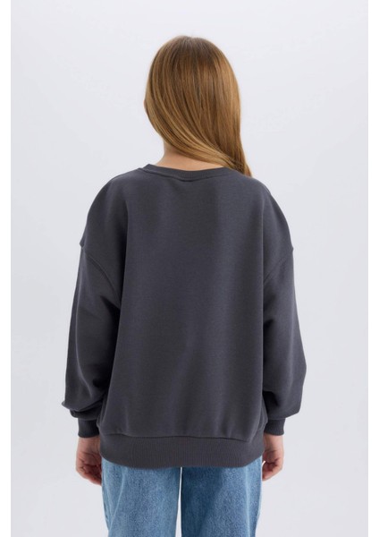 Kız Çocuk Barbie Relax Fit Bisiklet Yaka Sweatshirt D8831A825SP