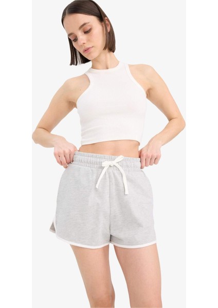 Coool Regular Fit Beli Lastikli Bağcıklı Kalın Mini Şort A6224AX25SM