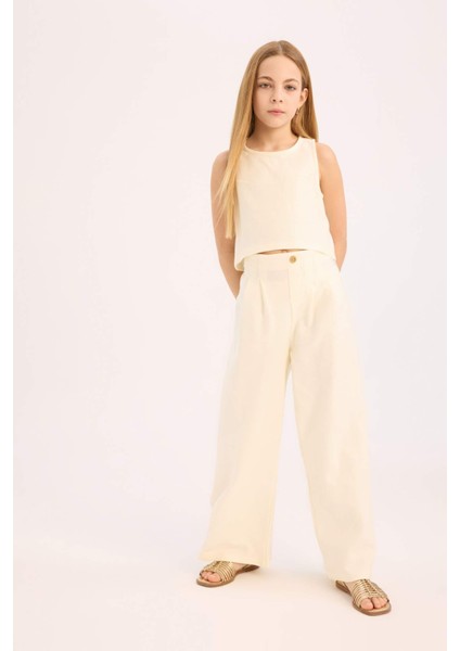 Kız Çocuk 2'li Takım Kolsuz Bluz Geniş Bol Paça Pantolon D9487A825SM