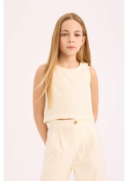 Kız Çocuk 2'li Takım Kolsuz Bluz Geniş Bol Paça Pantolon D9487A825SM