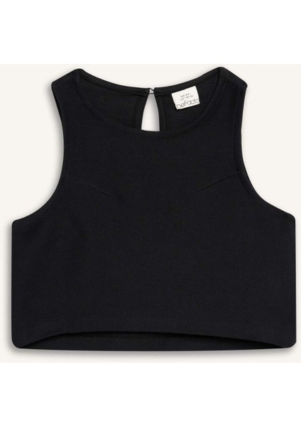 Kız Çocuk 2'li Takım Basic Düz Kolsuz Tişört Pantolon