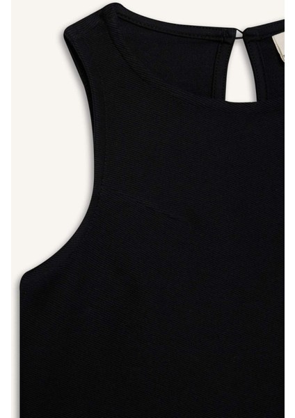 Kız Çocuk 2'li Takım Basic Düz Kolsuz Tişört Pantolon