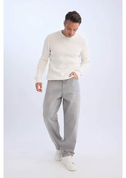 Standart Fit Bisiklet Yaka Dokulu Triko Kazak E0811AX24WN