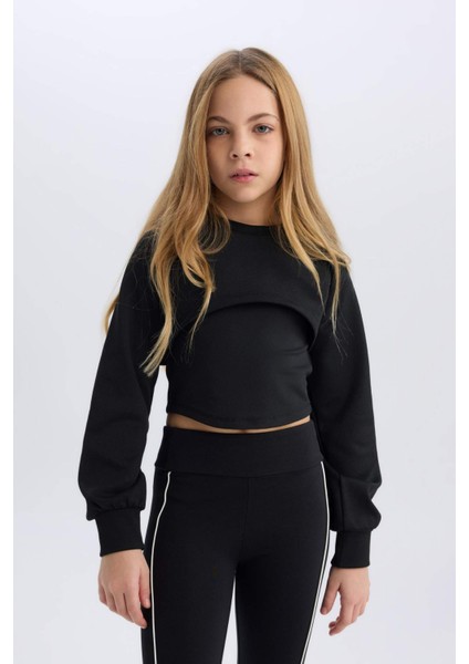 Kız Çocuk Relax Fit Bisiklet Yaka Sweatshirt D9785A825SP