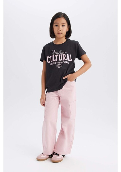 Kız Çocuk Wide Leg Kargo Geniş Paça Jean Pantolon C0451A825SM