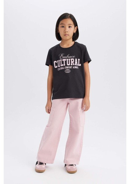 Kız Çocuk Wide Leg Kargo Geniş Paça Jean Pantolon C0451A825SM