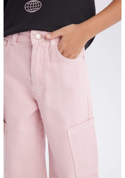 Kız Çocuk Wide Leg Kargo Geniş Paça Jean Pantolon C0451A825SM