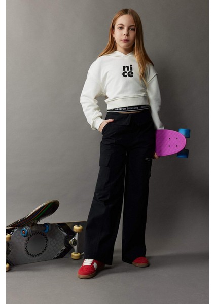 Kız Çocuk Wide Leg Kargo Geniş Paça Pamuklu Pantolon D9700a825sp