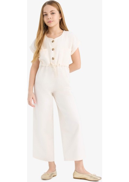 Kız Çocuk Gabardin Kısa Kollu Tulum D9308A825SM