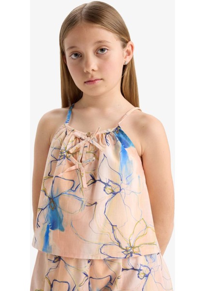 Kız Çocuk Desenli Askılı Bluz D7631A825SM