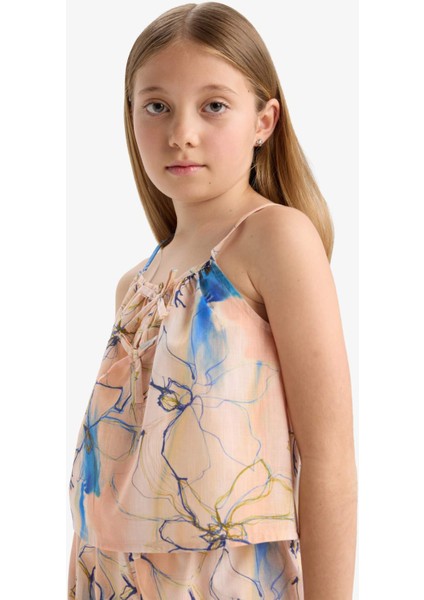 Kız Çocuk Desenli Askılı Bluz D7631A825SM