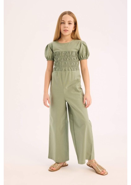 Kız Çocuk Pamuklu Kısa Kollu Tulum D9309A825SM