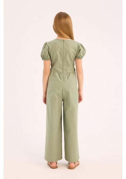 Kız Çocuk Pamuklu Kısa Kollu Tulum D9309A825SM