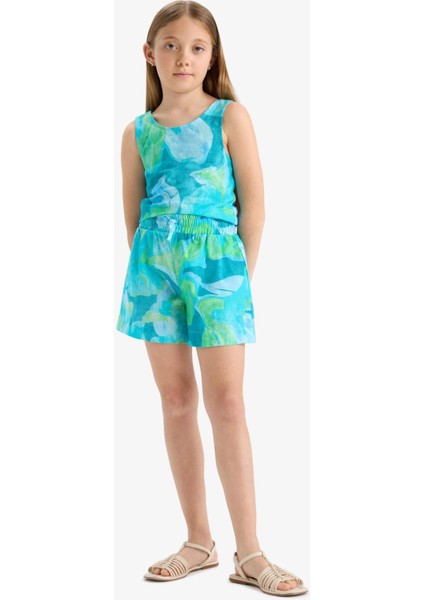 Kız Çocuk Beli Lastikli Desenli Pamuklu Şort D7624A825HS