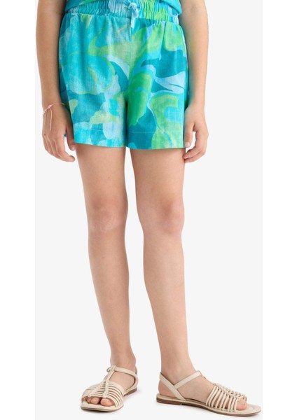 Kız Çocuk Beli Lastikli Desenli Pamuklu Şort D7624A825HS