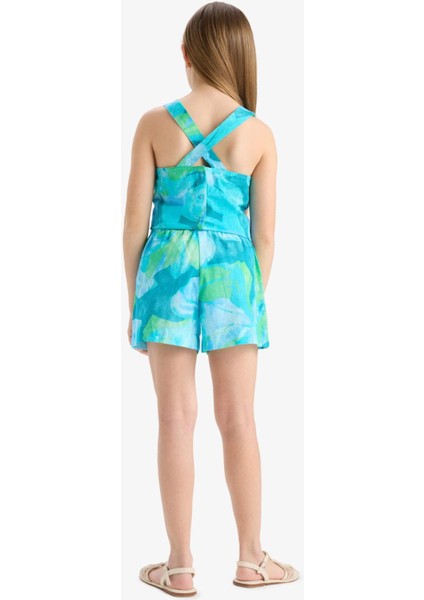 Kız Çocuk Beli Lastikli Desenli Pamuklu Şort D7624A825HS