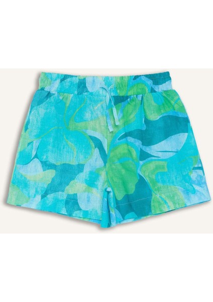 Kız Çocuk Beli Lastikli Desenli Pamuklu Şort D7624A825HS