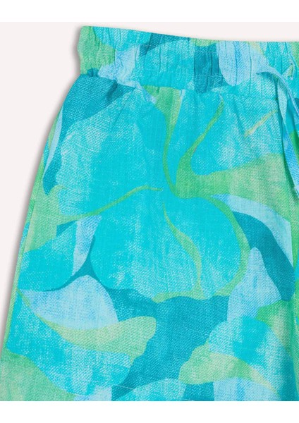 Kız Çocuk Beli Lastikli Desenli Pamuklu Şort D7624A825HS